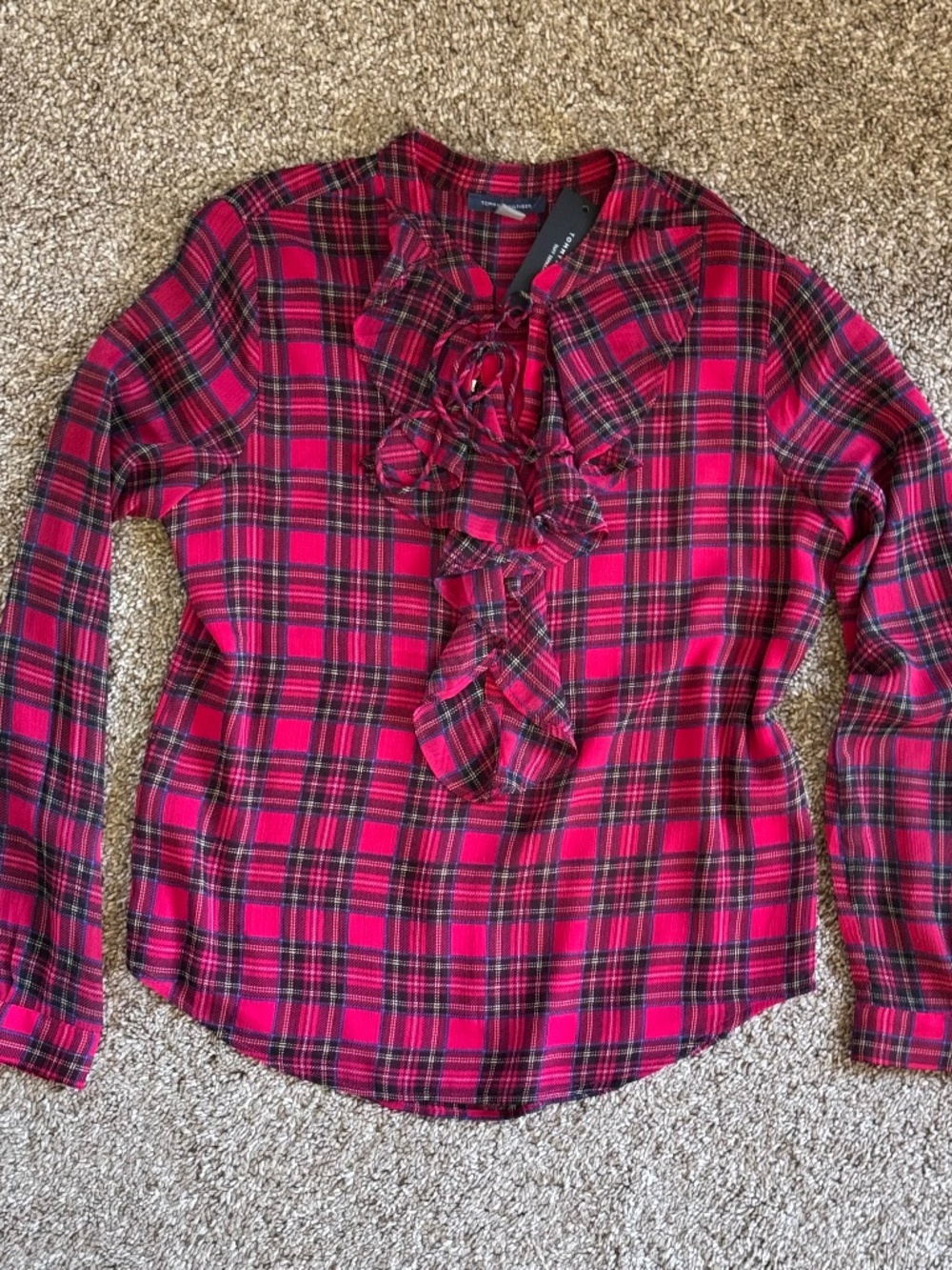 Tommy Hilfiger red plaid blouse